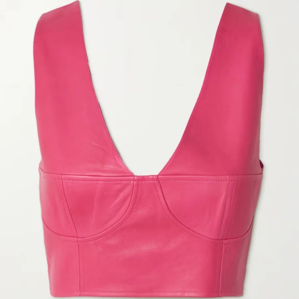 Pink leather adjustable bustier top - Picture 6 of 10
